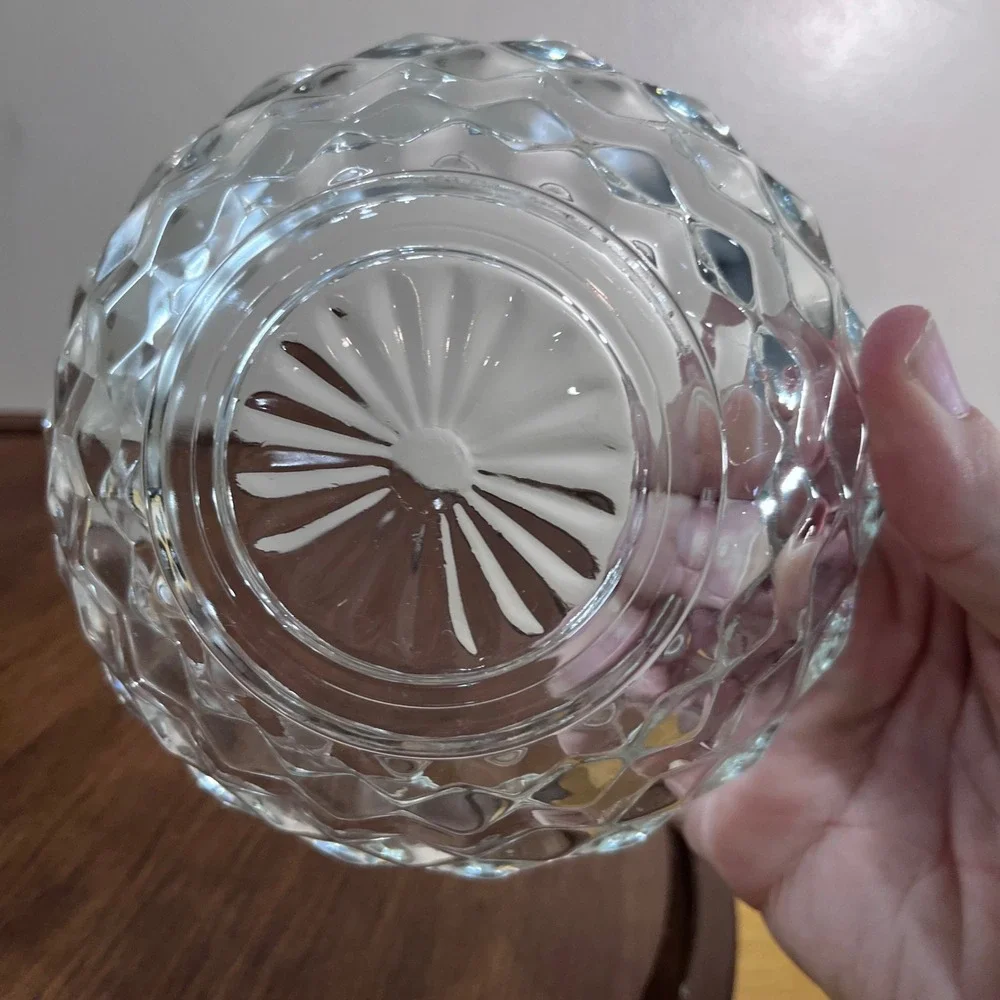 Vtg HOMCO Cubist Fairy Lamp Base Clear Glass Diamond Pattern Replacement Part